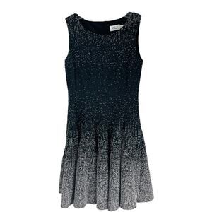 Eliza J grey white speckled ombré evening special event wedding midi dress 6